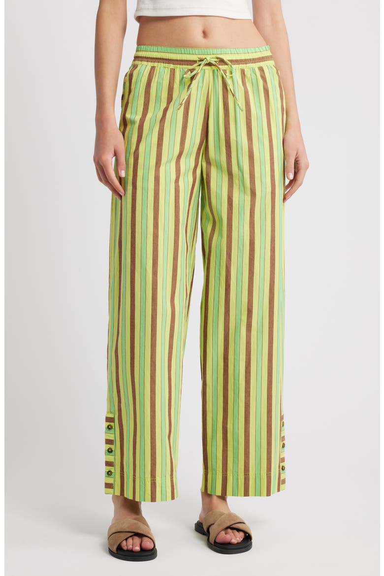 Ritik Tie Waist Wide Leg Organic Cotton Pants, Main, color, LIME