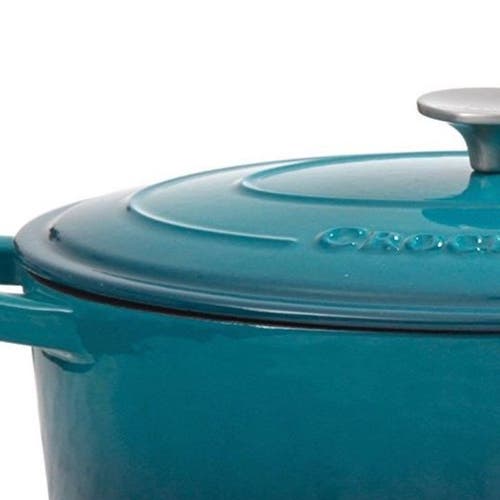 Crock-pot Artisan 5 Quart Round Enameled Cast Iron Dutch Oven In Teal Ombre In Blue