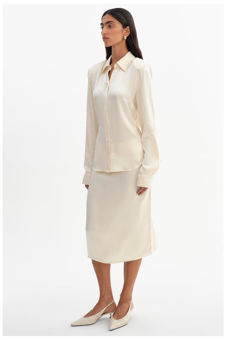 Mika Satin Skirt, Alternate, color, Cream