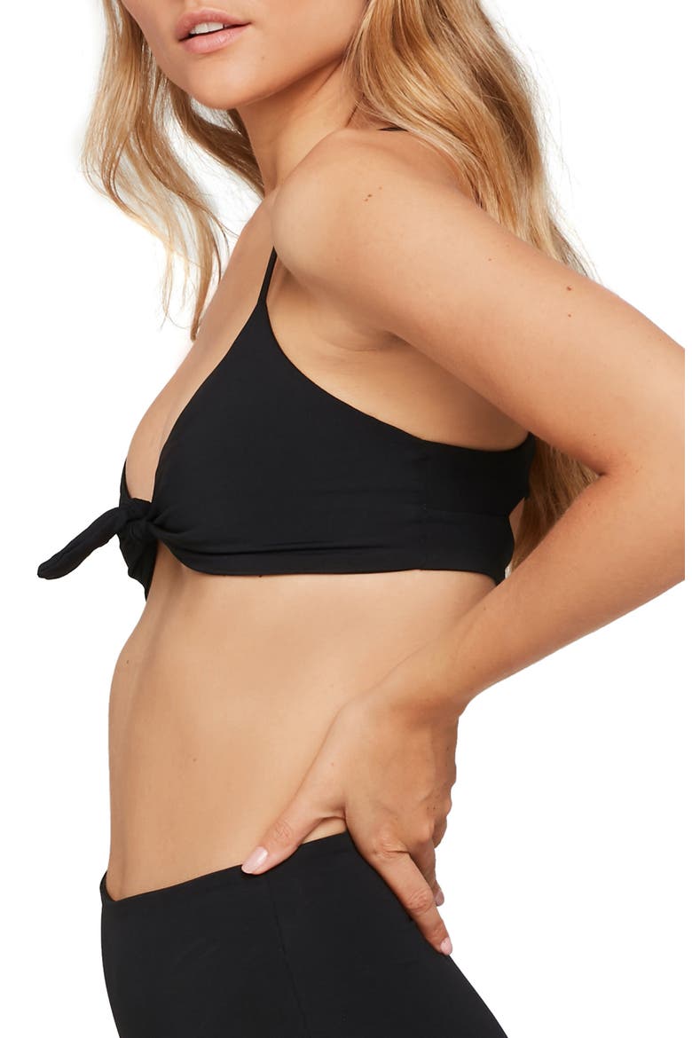L Space Flash Back Knot Front Bikini Top, Alternate, color, BLACK