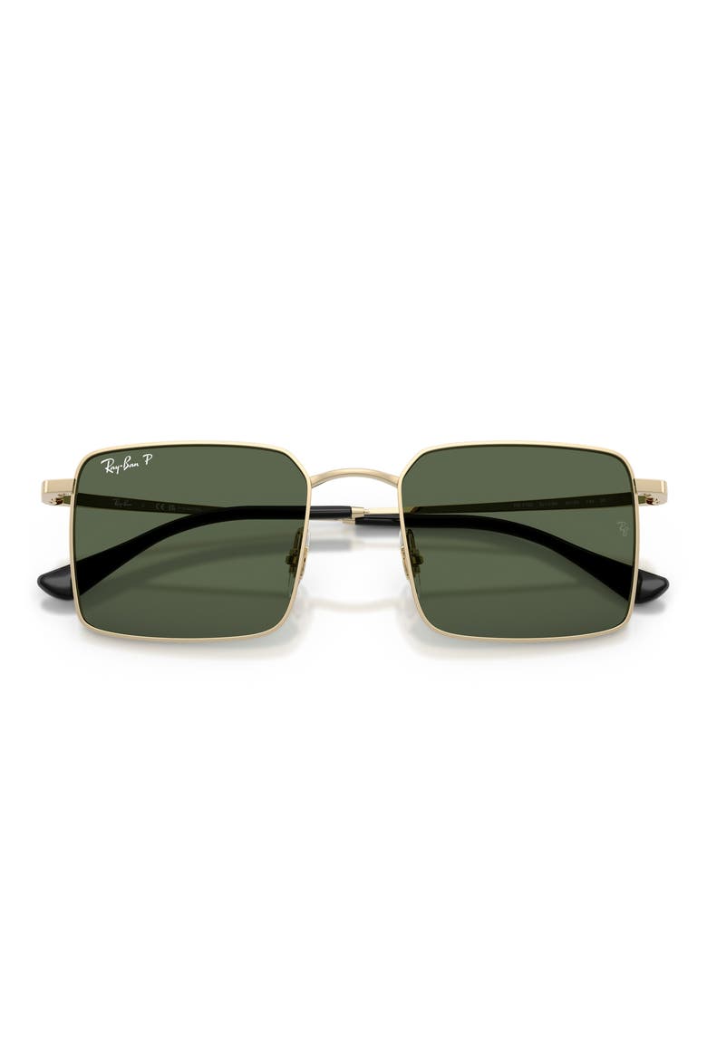 53mm Oversize Polarized Square Sunglasses, Alternate, color, PALEGOLD / DARK GREEN POLAR