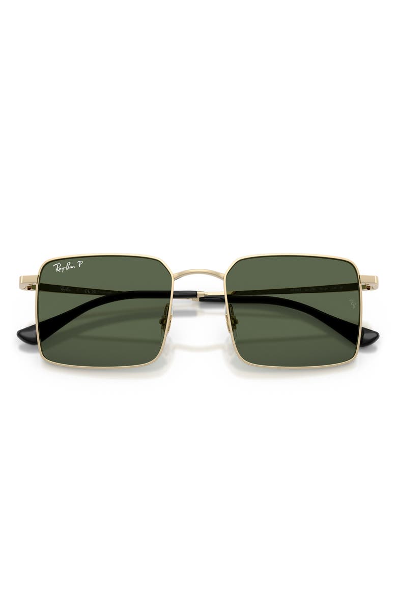 Ray-Ban 53mm Oversize Polarized Square Sunglasses, Alternate, color, Palegold / Dark Green Polar