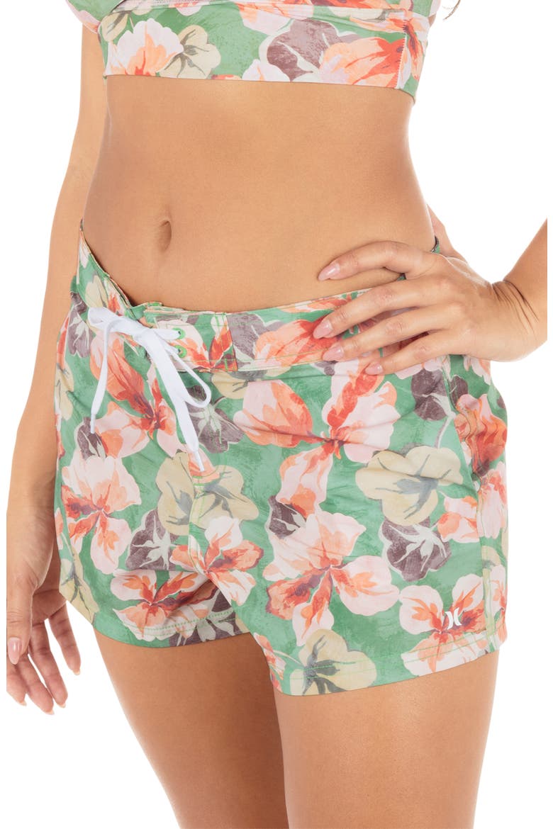 Gingko Cloud Board Shorts, Alternate, color, SEAFOAM PINK FLORAL