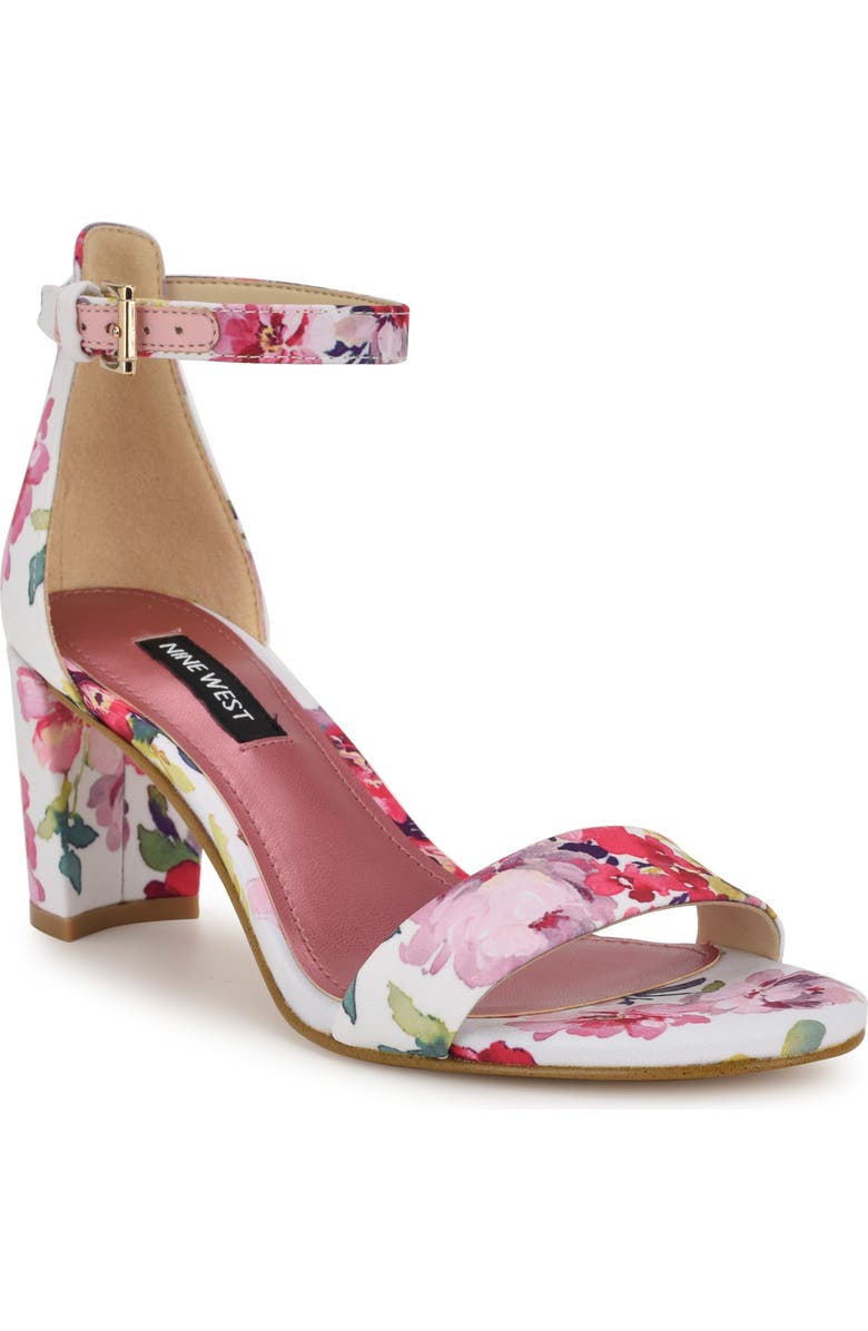 Nine West Pruce Ankle Strap Sandal, Main, color, Medium Pink Floral