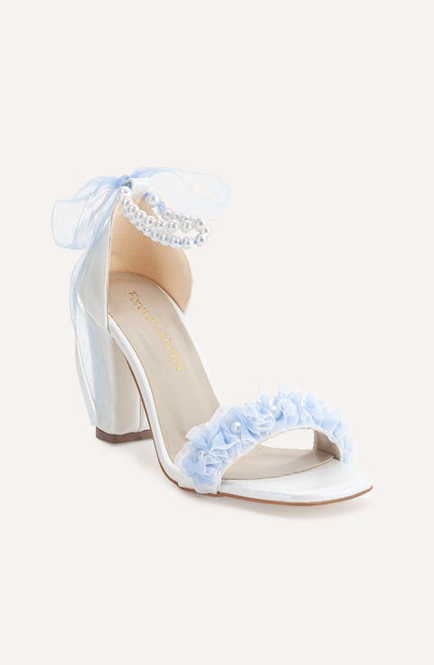 Michelle Lace Bridal Sandals with Pearls