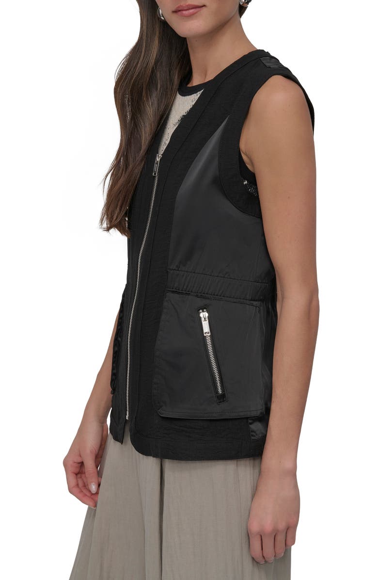 DKNY Mixed Media Zip Vest, Alternate, color,