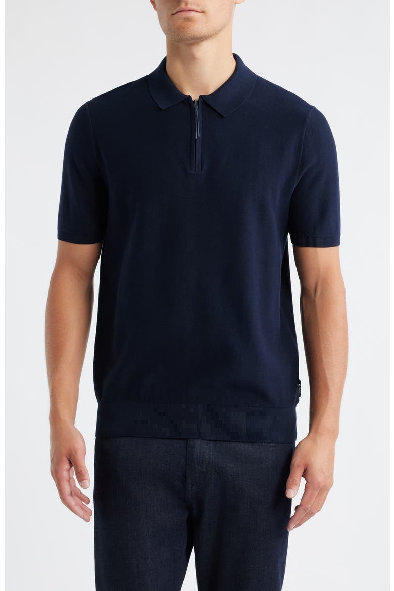 Imartino Piqué Zip Polo, Main, color, DARK BLUE