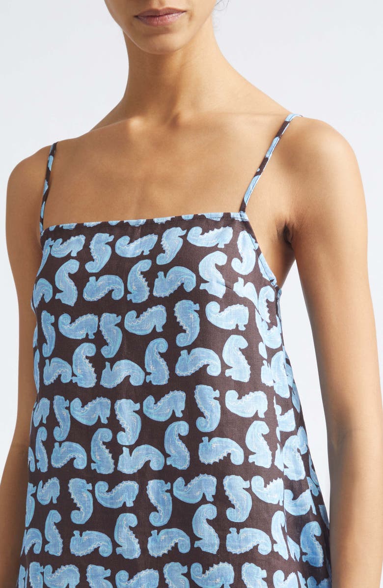 STAUD Laura Print Sleeveless Dress, Alternate, color, Seahorse