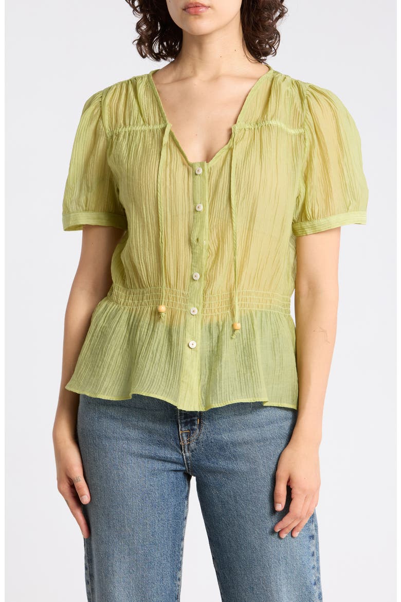 V-Neck Short Sleeve Top, Main, color, CACTUS