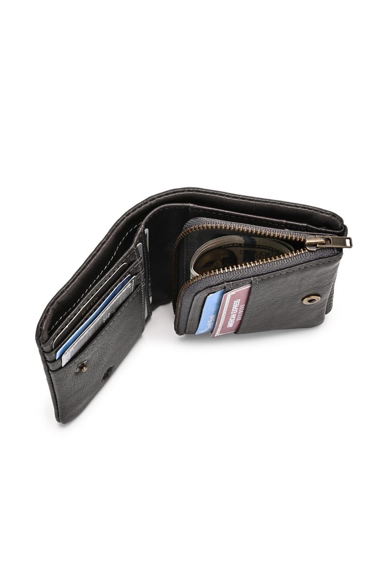 Clover Genuine Leather Slim Secure Trifold RFID Wallet, Alternate, color, Grey