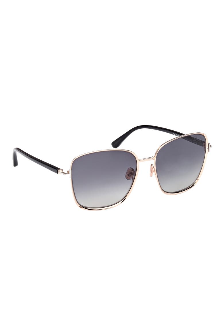 Fern 57mm Polarized Square Sunglasses, Alternate, color, ROSE GOLD/SMOKE POLARIZED