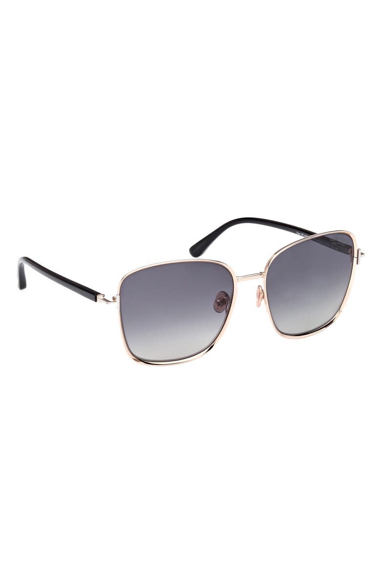 TOM FORD Fern 57mm Polarized Square Sunglasses, Alternate, color, Rose Gold/Smoke Polarized