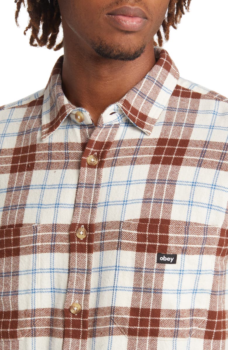 Obey Men's Arnold Plaid Organic Cotton Flannel Button-Up Shirt, Alternate, color, 
