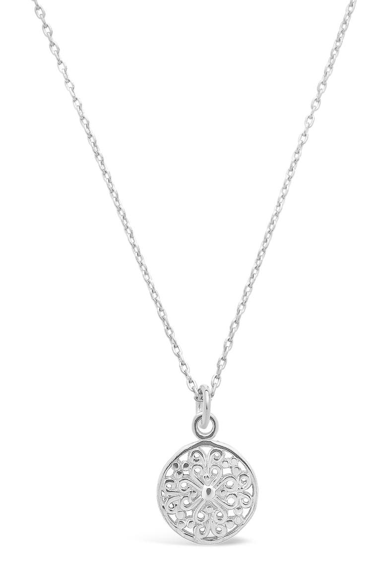 Sterling Silver Intricate Cutout Disk Pendant Necklace, Main, color, SILVER