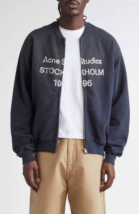 Logo Zip Front Cotton Blend Sweatshirt