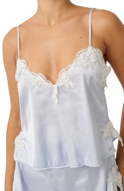 Kat The Label Cinderella Lace Trim Stretch Satin Camisole In Blue
