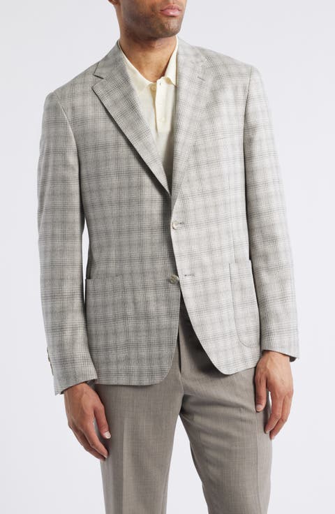 Iker Regular Fit Plaid Silk & Wool Sport Coat