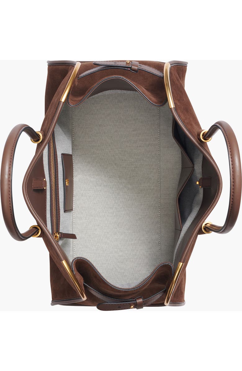 Donna Karan New York Satin Suede Tote, Alternate, color, Chocolate