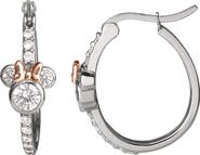 Disney Minnie Mouse Earrings, Two-Tone Sterling Silver Hoop Earrings