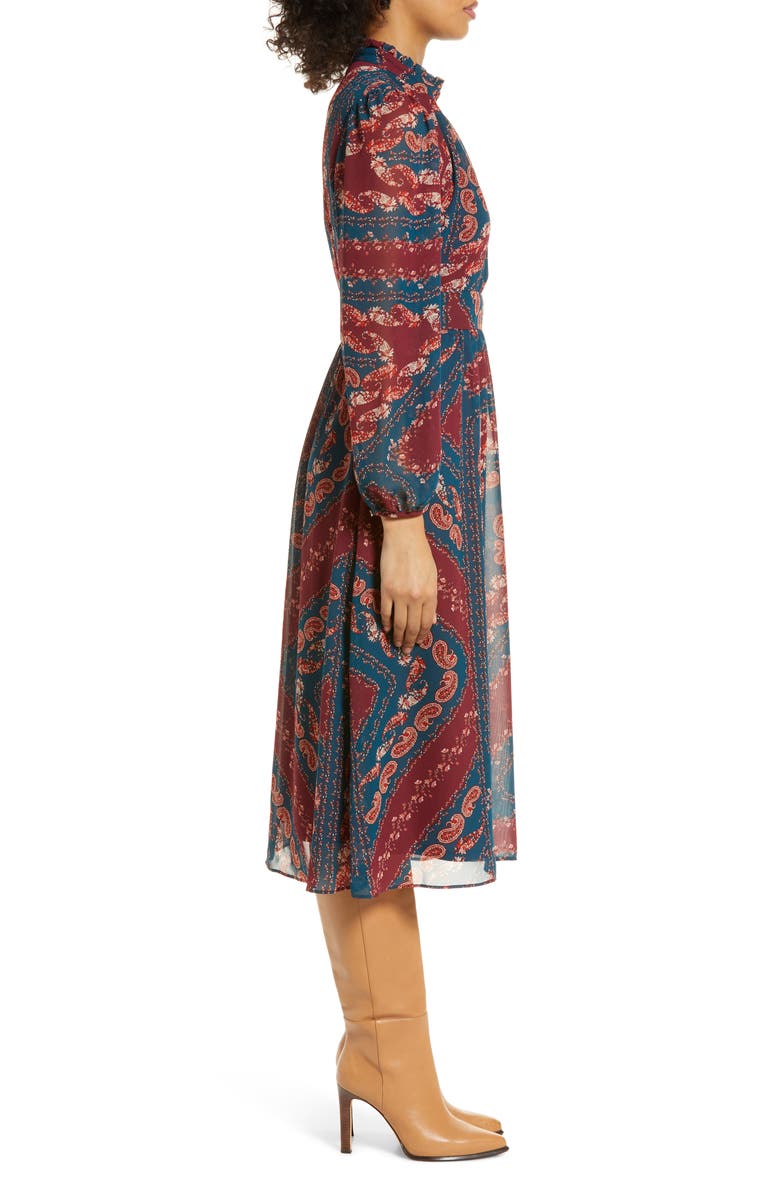 Julia Jordan Long Sleeve Mock Neck Midi Dress, Alternate, color, 