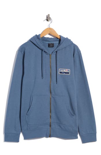 Rvca Peak Cove Zip Hoodie In Vintage Navy
