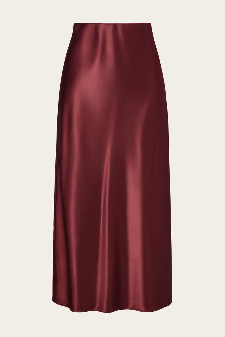 Aubree Satin Midi Skirt, Alternate, color, Wine