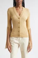 Balmain Fringe Sleeves Pointelle Rib Cardigan