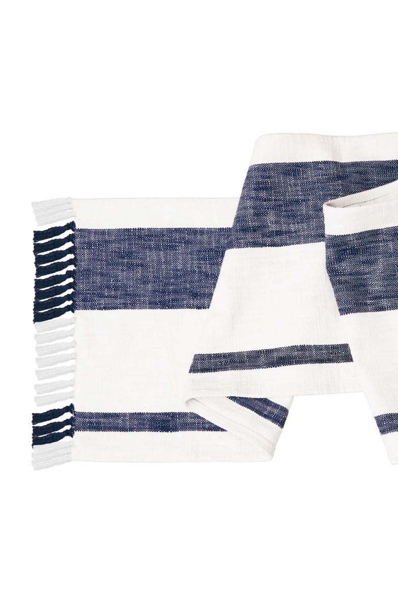 Morgan Striped Table Runners Collection, Alternate, color, Navy