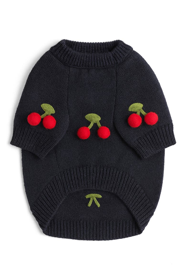 Cherries 3D Icon Dog Sweater, Alternate, color, BLUE