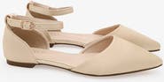 Kailee P Bella Satin Pointy Toe Flats with Ankle Strap