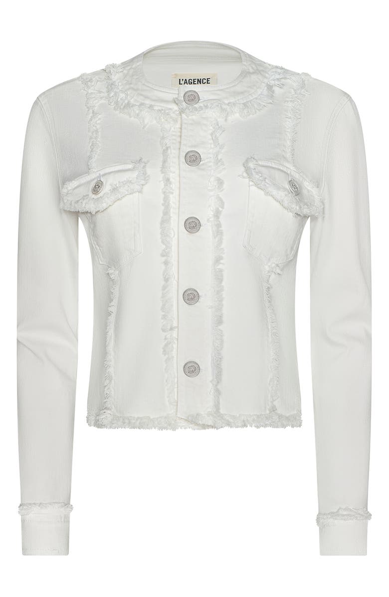 L'AGENCE Yarin Fray Jacket, Main, color, Light Ecru