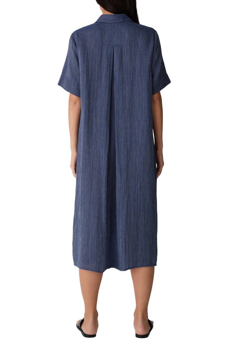 Stripe Organic Cotton Midi Shirtdress, Alternate, color, DEEP DIVE