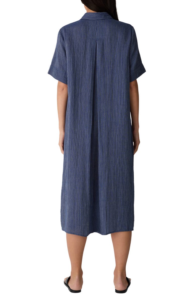 Eileen Fisher Stripe Organic Cotton Midi Shirtdress, Alternate, color, Deep Dive