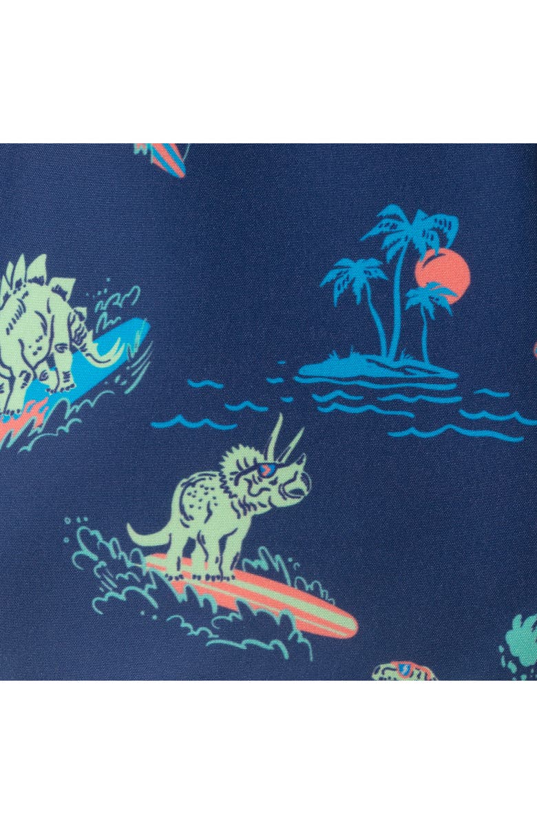 Andy & Evan Kids' Skater Dog T-Shirt & Swim Shorts Set, Alternate, color, Navy Dino