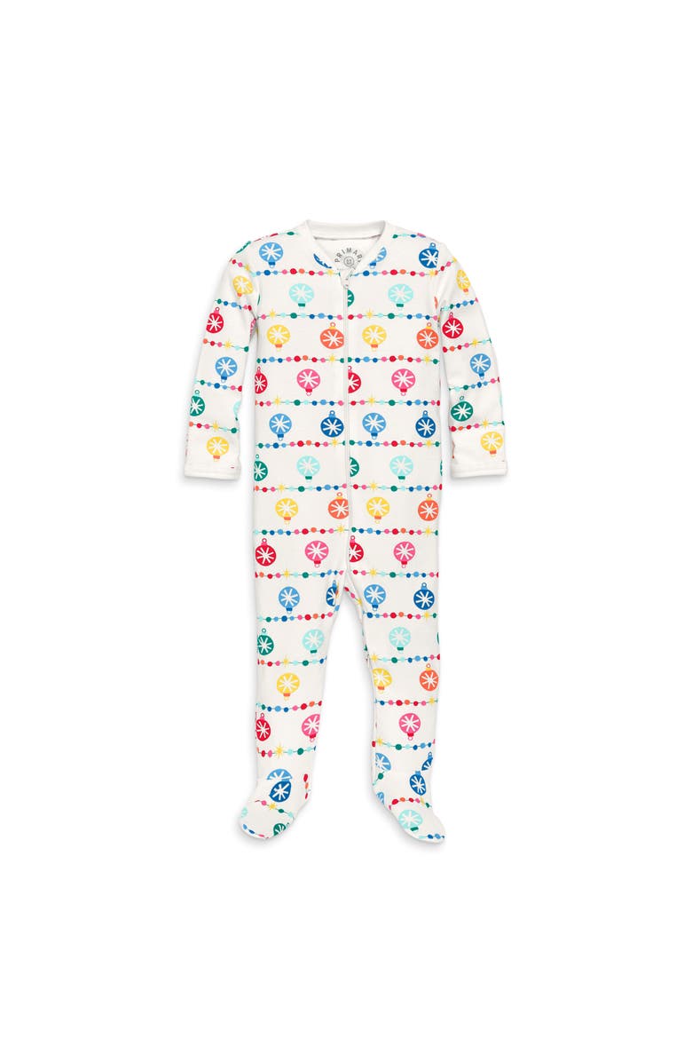 Primary Organic Zip Footie In Festive Prints, Main, color,