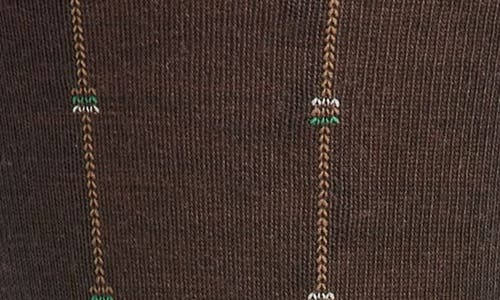 Pantherella Botolph Vertical Mini Box Stripe Wool Bland Dress Socks In Brown