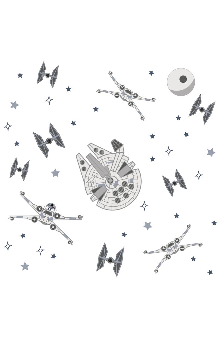 Lambs & Ivy Star Wars Squadron X-Wing/Tie Fighter/Millennium Falcon Wall Decals, Main, color, Gray