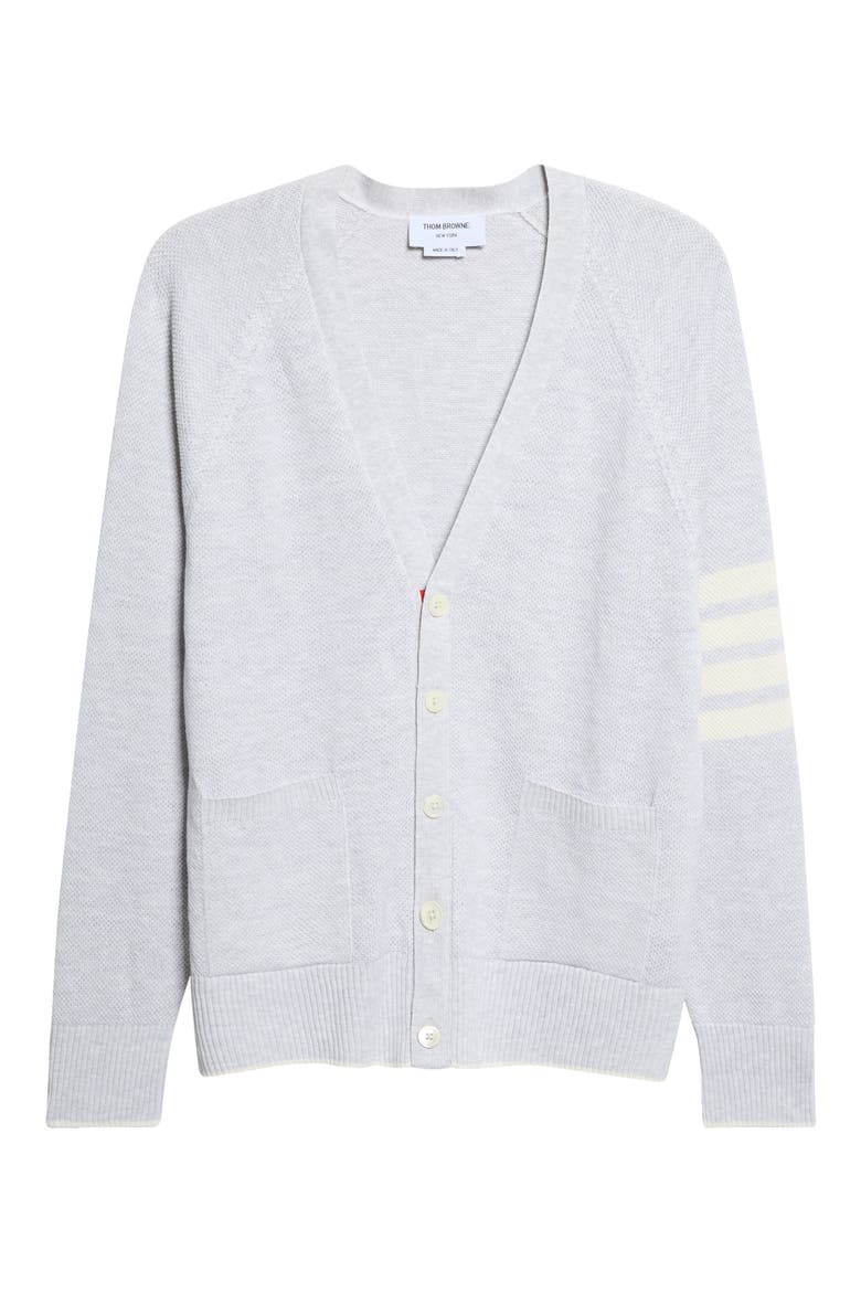 Relaxed Fit Crossover Tuck Stitch Linen & Cotton V-Neck Cardigan, Main, color, PALE GREY