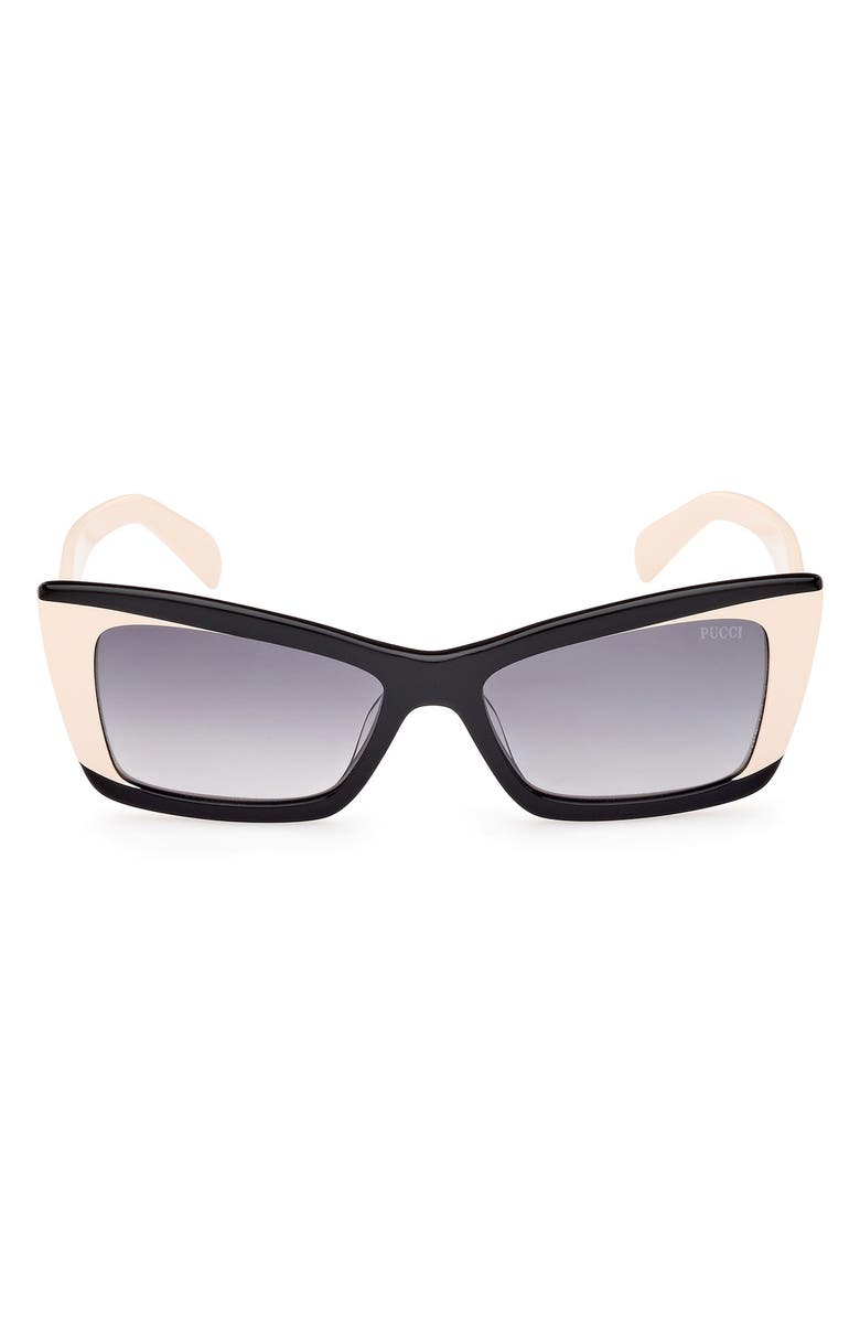 Emilio Pucci 54mm Gradient Geometric Sunglasses, Main, color, Black/ Other / Gradient Smoke