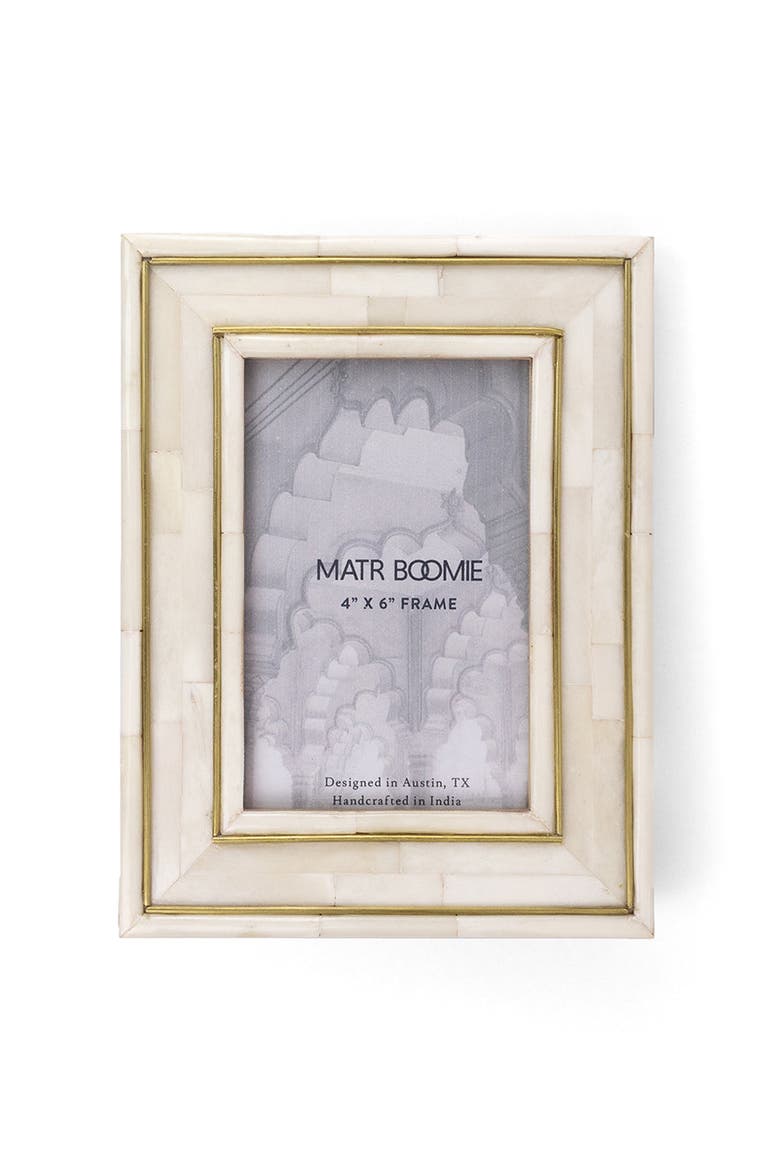 Pravina Picture Frame - Carved Bone, Brass Inlay, Main, color, Bone - 4x6