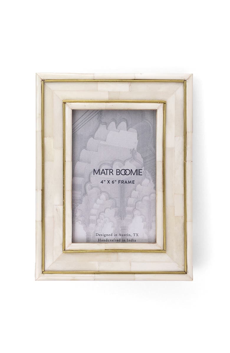 Matr Boomie Pravina Picture Frame - Carved Bone, Brass Inlay, Main, color, Bone - 4X6