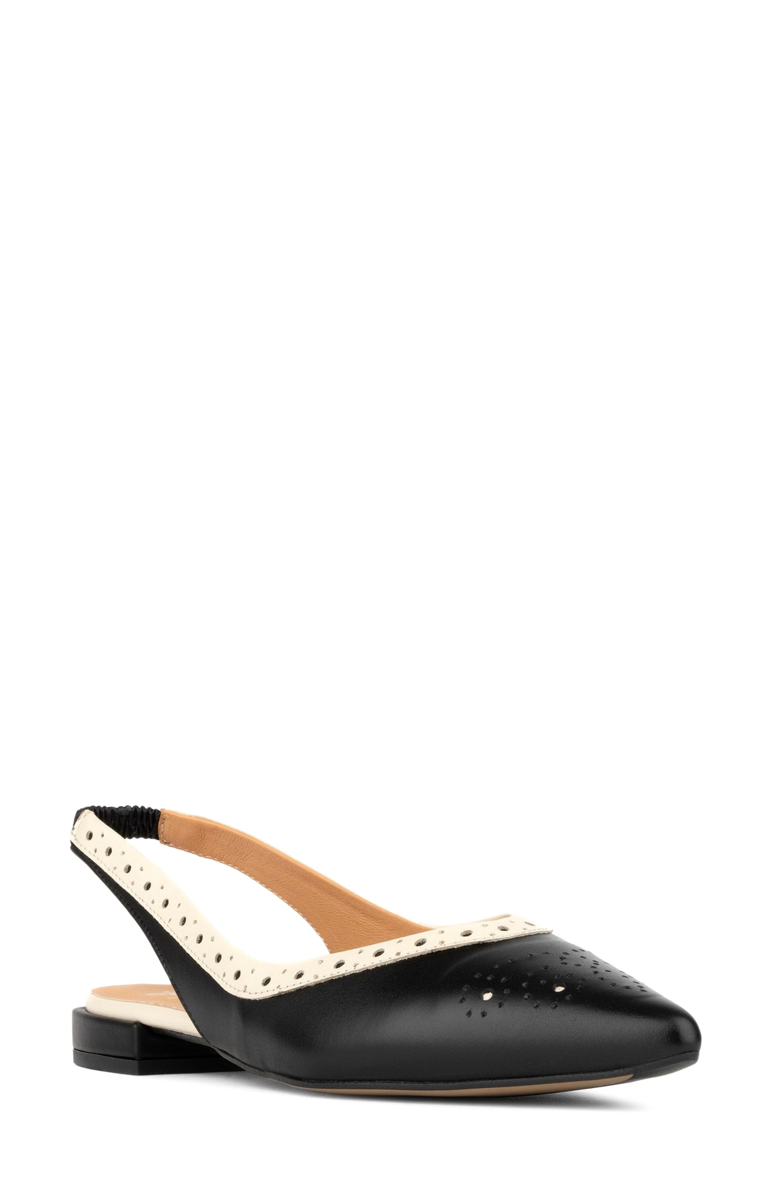 Holly Pointed Toe Slingback Flat, Main, color, BLACK