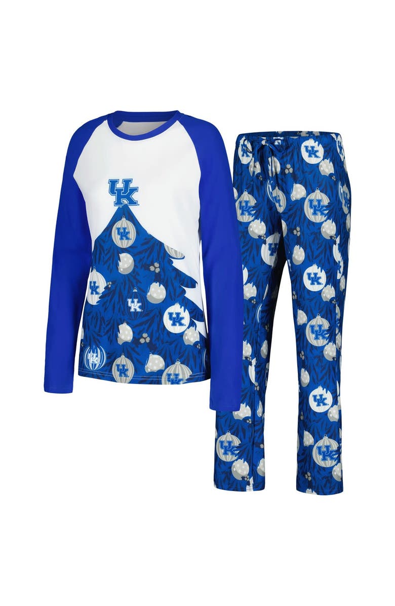 CONCEPTS SPORT Women's Concepts Sport Royal Kentucky Wildcats Tinsel Ugly Sweater Long Sleeve T-Shirt & Pants Sleep Set, Main, color, 