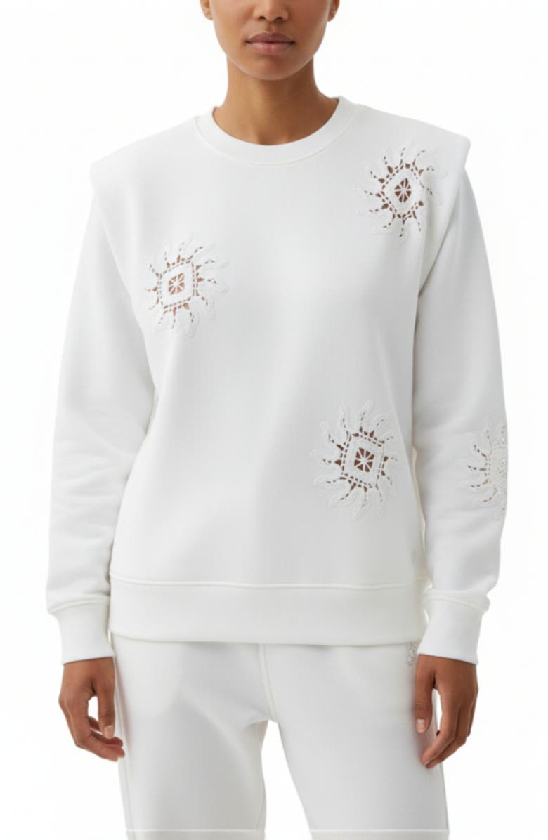 Scalpers Padded Sun Crochet Sweater, Main, color, Offwhite