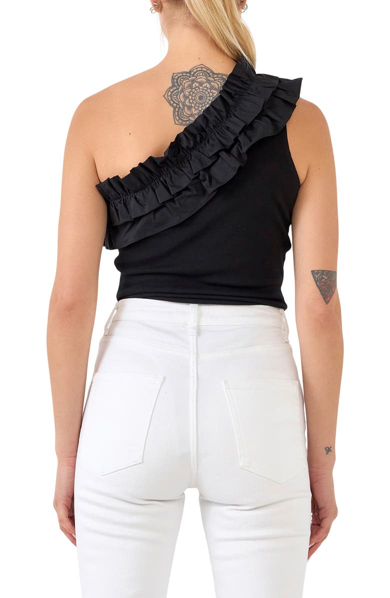 Endless Rose Ruffle One-Shoulder Bodysuit, Alternate, color,