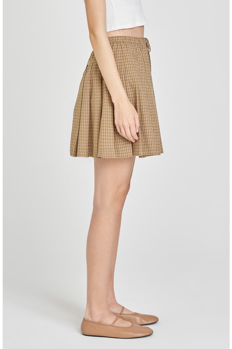 Sarah Plaid Cotton Drawstring Miniskirt, Alternate, color, KHAKI PLAID