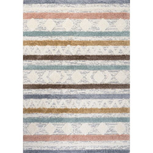 Jonathan Y Faiza Moroccan Striped Geometric High-low Area Rug In Multi/cream