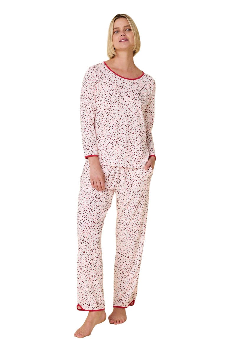 The Cat's Pajamas Pima Knit Simple Set Stripes Dots, Main, color, Confetti Dot Red