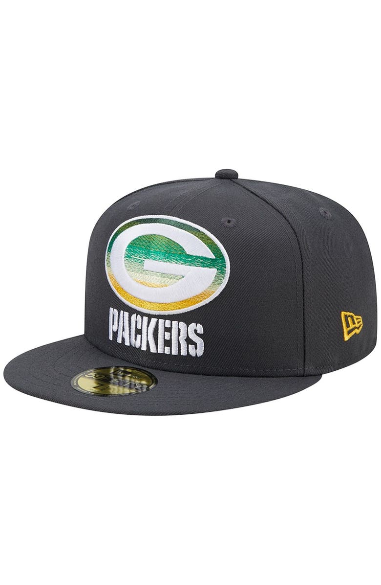 New Era Men's New Era Graphite Green Bay Packers Color Dim 59FIFTY Fitted Hat, Main, color, 