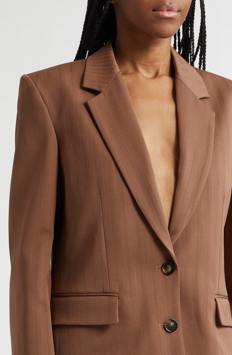 Stella McCartney Regular Fit Stripe Wool Jacket, Alternate, color, Sienna